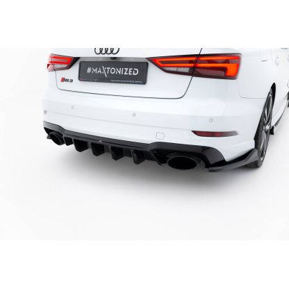 Maxton Design vložka zadního nárazníku ver.2 pro Audi RS3 8V FL, černý lesklý plast ABS, Sedan