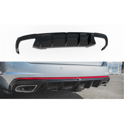 Maxton Design vložka zadního nárazníku ver.2 pro Škoda Octavia RS Mk3, černý lesklý plast ABS, pro benzínové motory