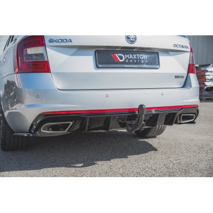 Maxton Design vložka zadního nárazníku ver.2 pro Škoda Octavia RS Mk3, černý lesklý plast ABS, pro dieselové motory