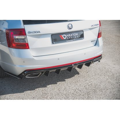 Maxton Design vložka zadního nárazníku ver.2 pro Škoda Octavia RS Mk3, černý lesklý plast ABS, pro dieselové motory