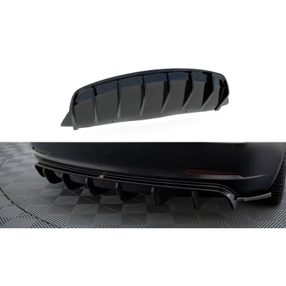 Maxton Design vložka zadního nárazníku ver.2 pro Tesla Model 3 Mk1, černý lesklý plast ABS