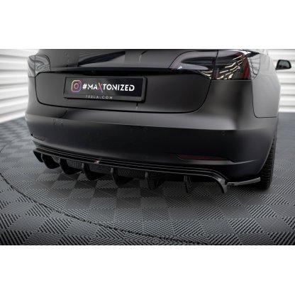 Maxton Design vložka zadního nárazníku ver.2 pro Tesla Model 3 Mk1, černý lesklý plast ABS