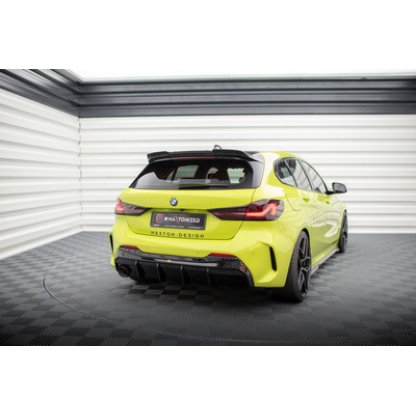 Maxton Design vložka zadního nárazníku ver.3 pro BMW řada 1 F40, černý lesklý plast ABS, M-Pack, s jednoduchou koncovkou na jedné straně