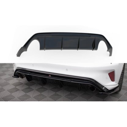 Maxton Design vložka zadního nárazníku ver.3 pro Ford Focus ST Mk4, černý lesklý plast ABS
