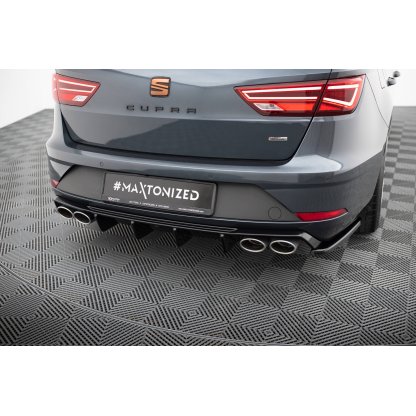 Maxton Design vložka zadního nárazníku ver.3 pro Seat Leon Cupra Mk3 Facelift, černý lesklý plast ABS