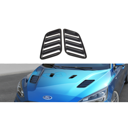 Maxton Design výdechy kapoty pro Ford Focus Mk4, černý lesklý plast ABS, velké