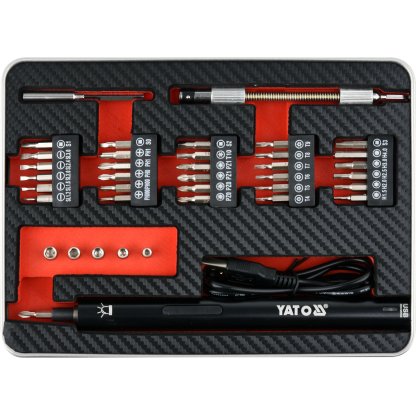 Mini AKU šroubovák s bity, 3,6 V, sada 39 ks - YT-27930