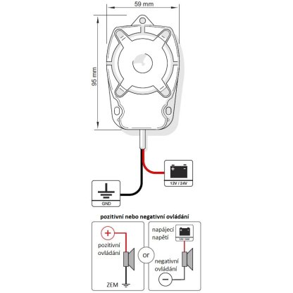 Miniaturní piezo siréna TYTAN 12V