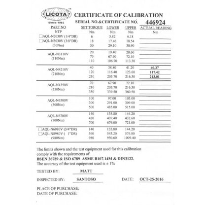 Momentový klíč Exclusive s certifikací - 1/2", 40-210 Nm - LIN4210