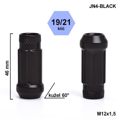 Montážní sada JN4-BLACK kolová matice 20ks M12x1,5 kužel, hlava 6SPLINE klíč 19/21