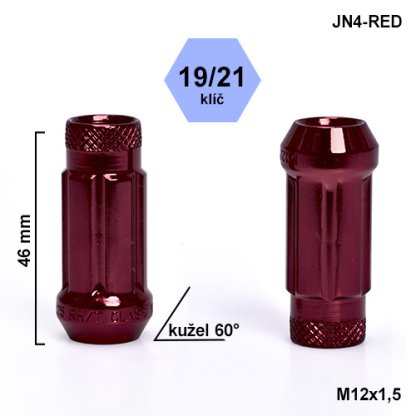 Montážní sada JN4-RED kolová matice 20ks M12x1,5 kužel, hlava 6SPLINE klíč 19/21