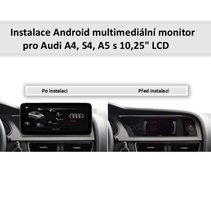 Multimediální monitor pro Audi A4, S4, A5 s 10,25" LCD, Android, WI-FI, GPS, Carplay, Bluetooth, USB