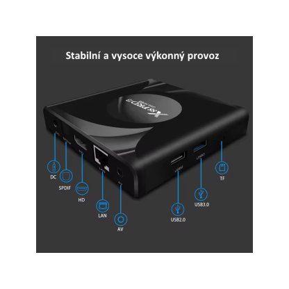 Multimediální přehrávač s OS Android, HDMI / AV výstup, 2x USB + micro SD