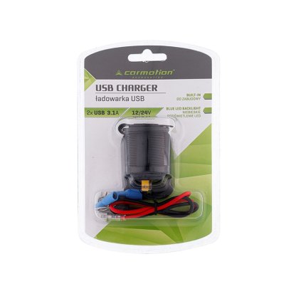 Nabíječka 12/24V s krytem, 2x USB (3,1A), 63210