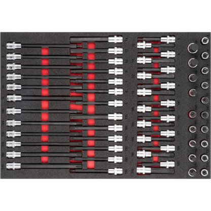 Nástrčné hlavice s bity v pěnové výplni, Imbus, Torx, 1/2", 62 ks, VIGOR - V6809