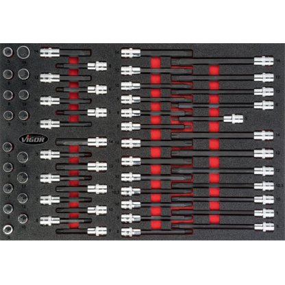 Nástrčné hlavice v pěnové výplni, XZN, RIBE, 1/2", 58 ks, VIGOR - V4729