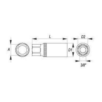 Nástrčný klíč na svíčky 1/2" - 21 mm - YT-1254