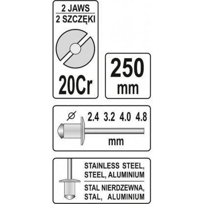 Nýtovací kleště ruční 250 mm - YT-36007