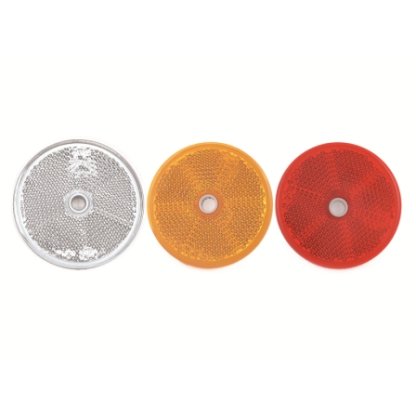Odrazka kulatá pr.60mm oranžová s dírou Fi-61