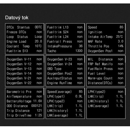 Palubní DISPLEJ 2,6" LCD, OBDII, FULL