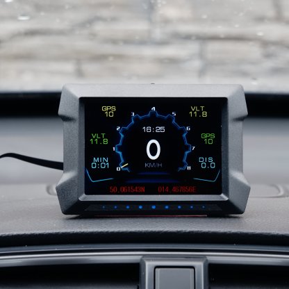 Palubní DISPLEJ 3,5" LCD, GPS měřič rychlosti s vestavěným víceosým gyroskopem a přísavkou