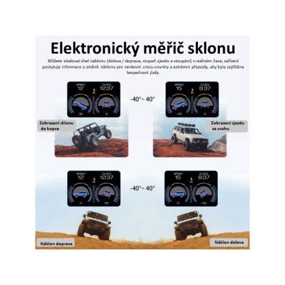 Palubní DISPLEJ 3,5" LCD, GPS měřič rychlosti s vestavěným víceosým gyroskopem a přísavkou