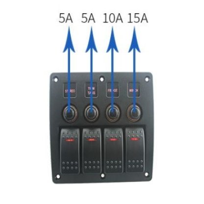 Panel s 4x spínači Rocker 12/24V