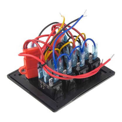 Panel s 4x spínači Rocker, CL + USB zásuvka, 12/24V