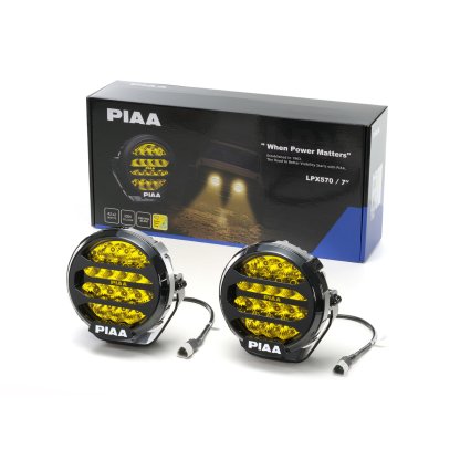 PIAA LPX570 ION YELLOW přídavné dálkové kulaté LED světlomety o průměru 184 mm / 7" s funkcí denního svícení a žlutým světlem