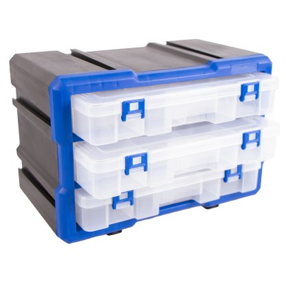 Plastový organizér, 3 uzavíratelné boxy - MW1803
