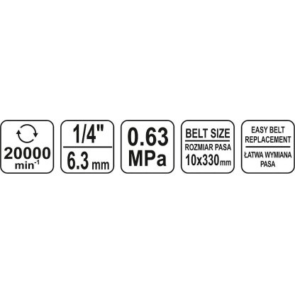 Pneumatická pásová bruska 10 x 330 mm (rozměr pásu) - YT-09741