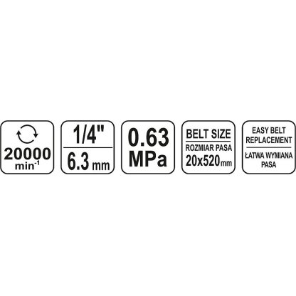 Pneumatická pásová bruska 20 x 520 mm (rozměr pásu) - YT-09742