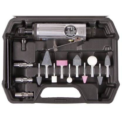 Pneumatická přímá bruska, 1/4", sada 16 ks - HTA830301