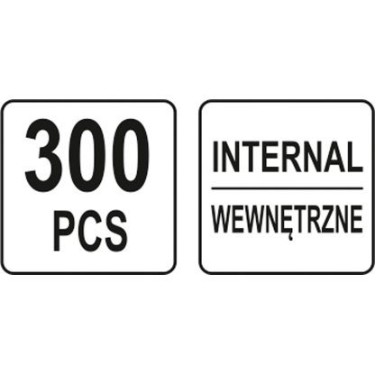 Pojistné kroužky INTERNAL sada 300ks, R1-R19, pr. 3 -32mm, YATO