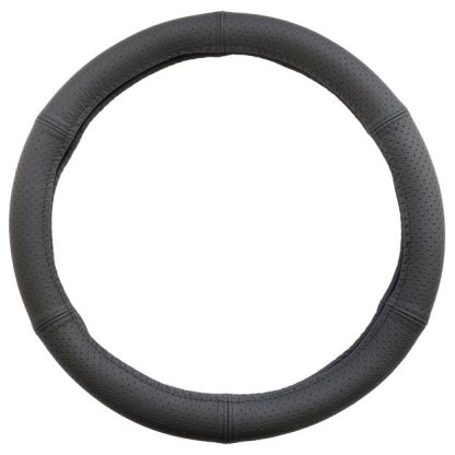 Potah volantu černý kožený, perforovaný, M 37-39cm, 10061CP