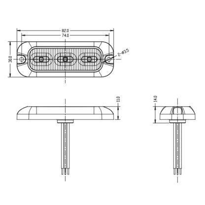 PREDATOR 3x4W LED, 12-24V, modrý, ECE R10