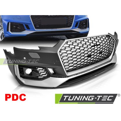 Přední nárazník AUDI A4 B9 15-19 RS4 style stříbná/černá PDC