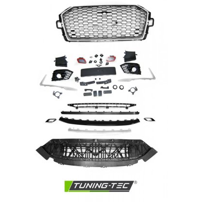 Přední nárazník AUDI A4 B9 15-19 RS4 style stříbná/černá PDC