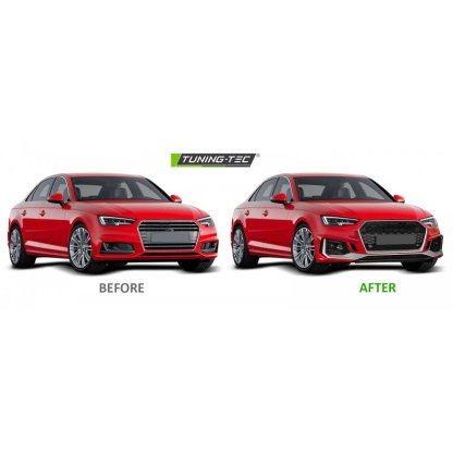 Přední nárazník AUDI A4 B9 15-19 RS4 style stříbná/černá PDC