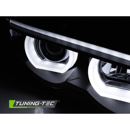 Přední světla 3D LED angel eyes, BMW 7 E38 94-01 černá