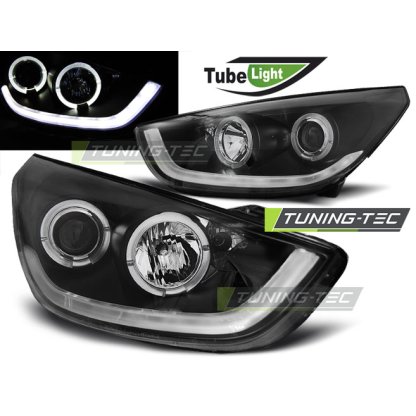 Přední světla angel eyes a LED TubeLights Hyundai Tucson/ix35 10- černá