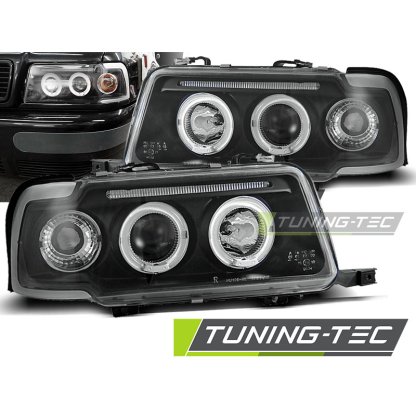 Přední světla angel eyes Audi 80 91-96 černé