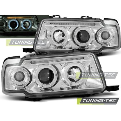 Přední světla angel eyes Audi 80 91-96 chromové