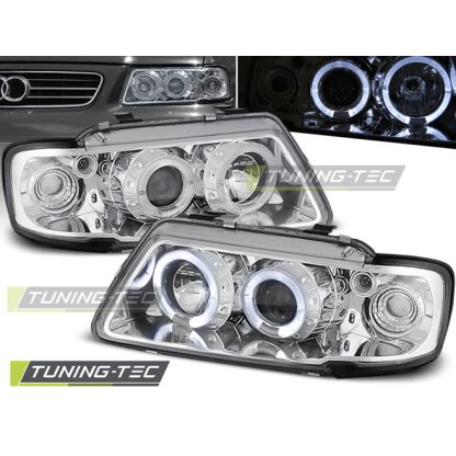 Přední světla angel eyes Audi A3 8L 96-00 - chromové