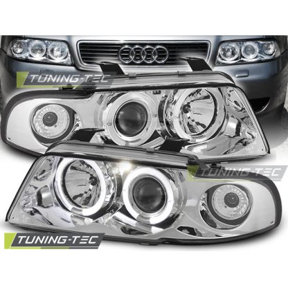 Přední světla angel eyes Audi A4 B5 94-98 - chromové