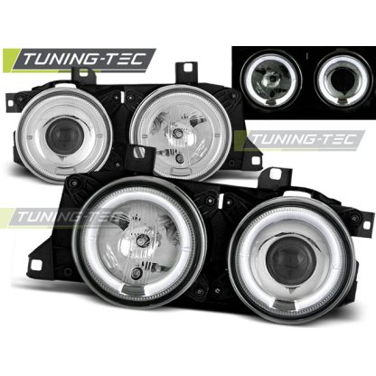 Přední světla angel eyes BMW E32/E34 88-95 chrom