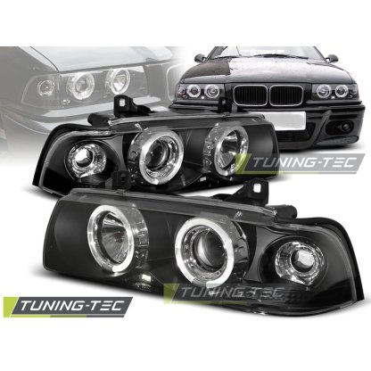Přední světla angel eyes BMW E36 92-98 coupe cabrio - černé