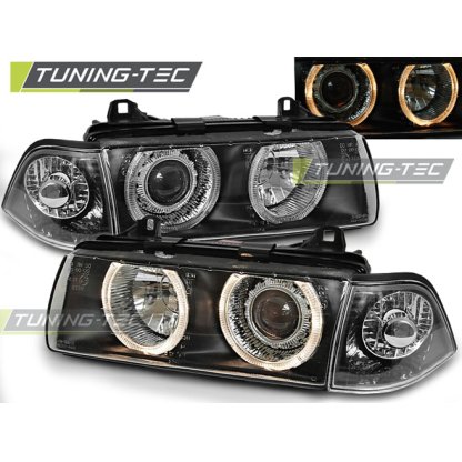 Přední světla angel eyes BMW E36 coupe cabrio černé