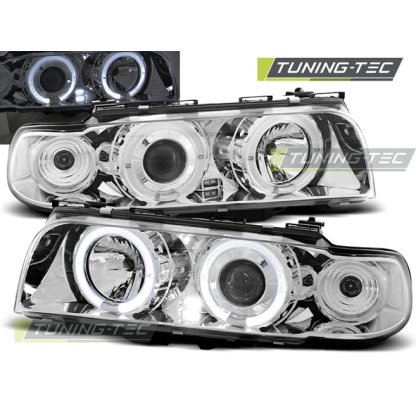 Přední světla angel eyes BMW E38 94-98 chrom