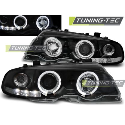 Přední světla angel eyes BMW E46 Coupe 98-01 černé